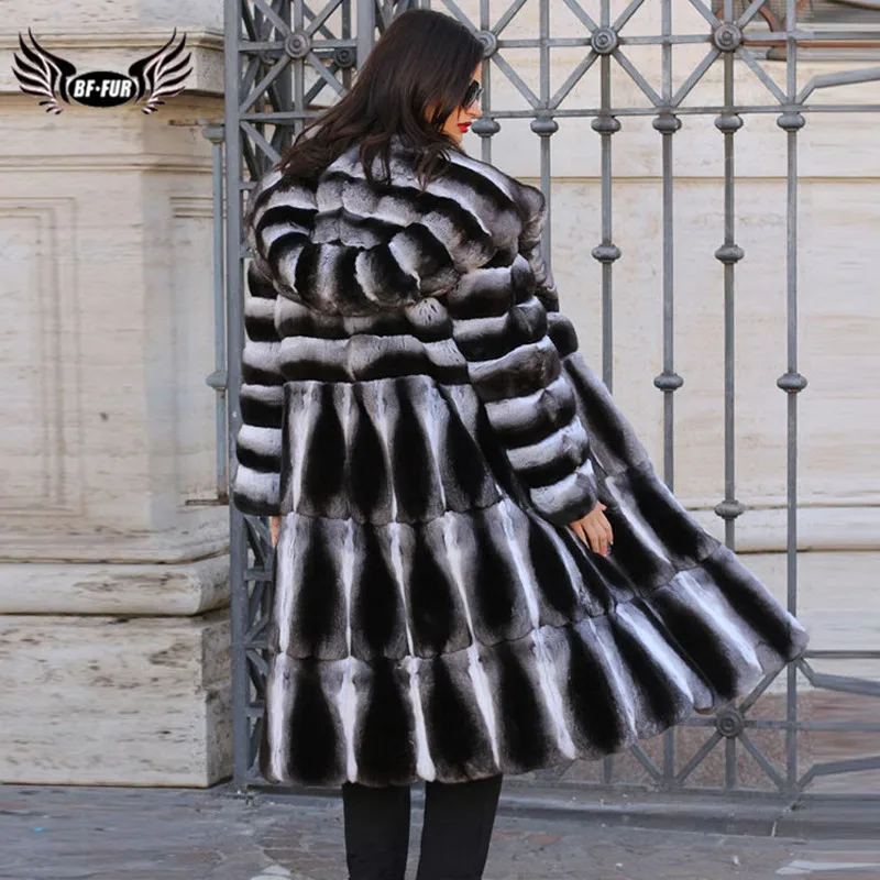 Top Trends: Women Real Fur Jacket Natural Chinchilla Rex Rabbit Fur Coat 100 Cm Long Wholeskin Thick Genuine Rex Rabbit Fur Coats Winter Shoppable Styles