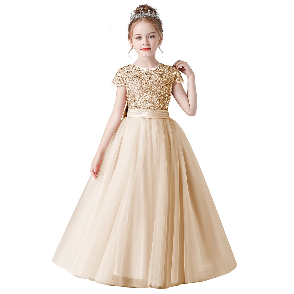 Top Trends: Dideyttawl Lace Flower Girl Dresses For Wedding Birthday Junior Kid Bow Formal Party Dress Short Sleeve First Communion Princess Shoppable Styles