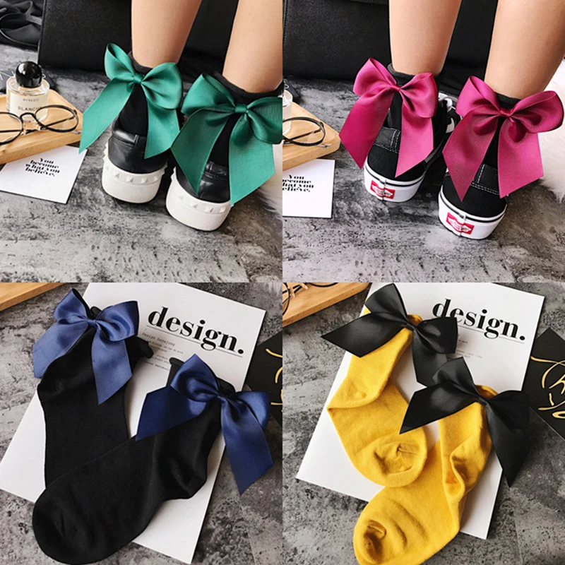 Top Trends: Fashion Cute Bow Short Socks Women Harajuku Ankle Cotten Socks Autumn Summer Hipster Ankle Funny Socks Female Top Quality Shoppable Styles