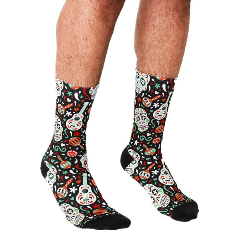 Top Trends: Funny Socks Men Harajuku Day Of The Dead Instrument Printed Happy Hip Hop Men Socks Novelty Skateboard Crew Casual Crazy Socks Shoppable Styles