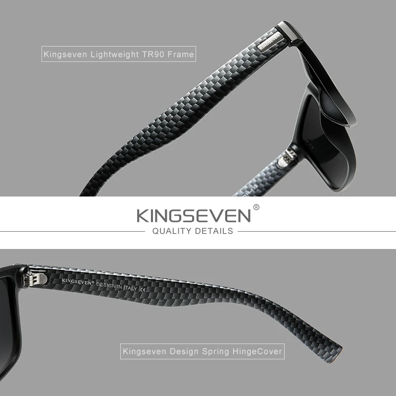 Top Trends: Genuine KINGSEVEN Brand Square Retro Gradient Polarized Sunglasses Women Men Carbon Fiber Pattern Design Outdoor Sports Eyewear Shoppable Styles - Image 4