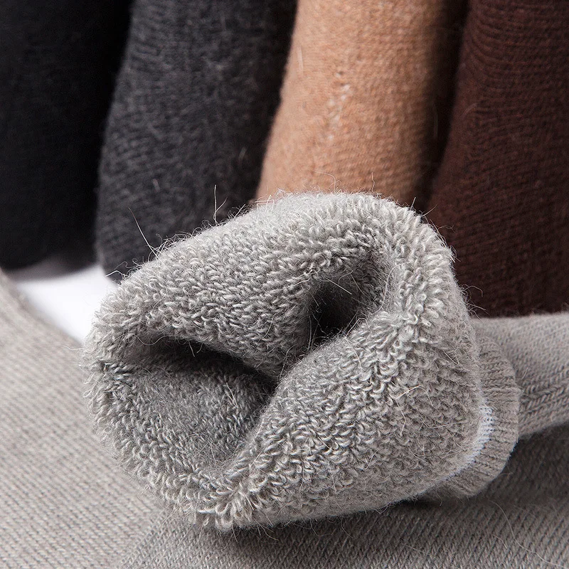 Top Trends: 5Pairs / lot Men's Wool Socks Winter Casual Thick Warm Winter Men's Simple Solid Color Socks Male High Quality Shoppable Styles - Image 5