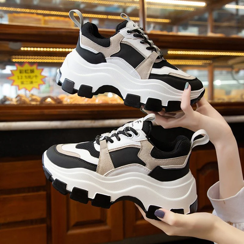 Top Trends: Women Sneakers Fashion Chunky Shoes Thick Sole Female Mesh Lace Up Platform Vulcanize Shoes Casual Footwear White Walking Shoes Shoppable Styles