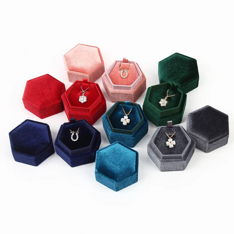 Top Trends: Logo Custom Hexagonal Velvet Ring Box Jewelry Box Display Stand With Detachable Cover Ring Box Stand Wedding Engagement Package Shoppable Styles