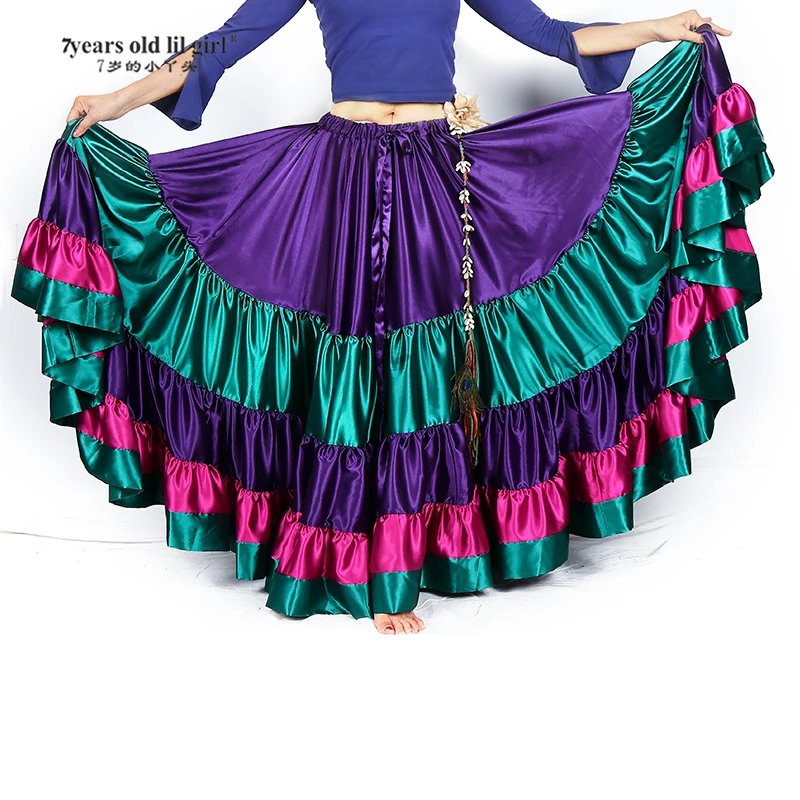 Top Trends: 2021New Belly Dancing Tribal Ruffle Flamenco Satin 25 Yard 4 Tiered Skirt Gypsy Skir 9EX54 Shoppable Styles