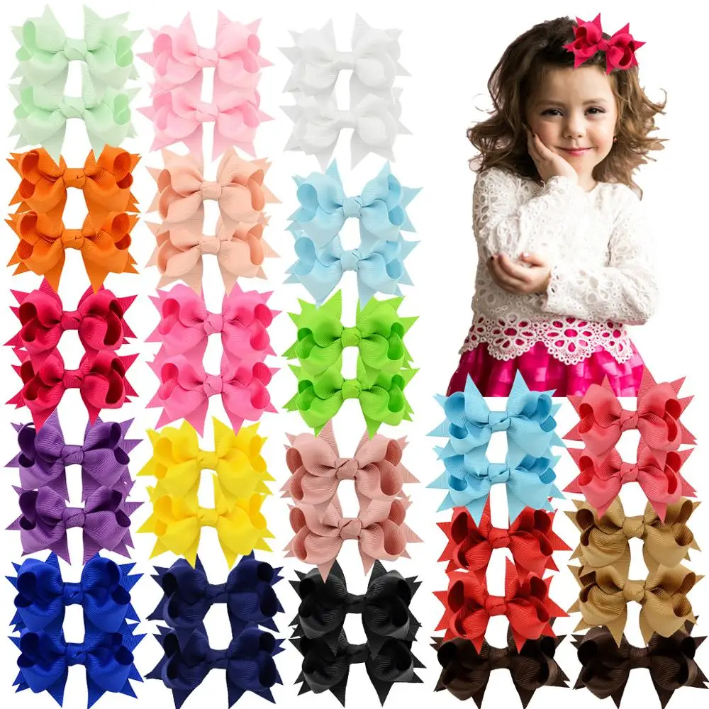 Top Trends: 40Pcs 3 Inch Baby Girl Solid Ribbon Hair Bows Alligator Clips For Toddlers, Kids, Children Shoppable Styles