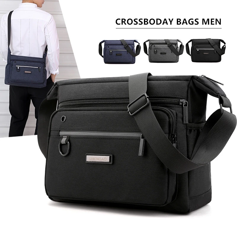 Top Trends: Polyester Shoulder Bags Men Tote Messenger Water Resistant Strong Fabric Bags Casual Style Crossbody Bags 2021 Multiple Pockets Shoppable Styles