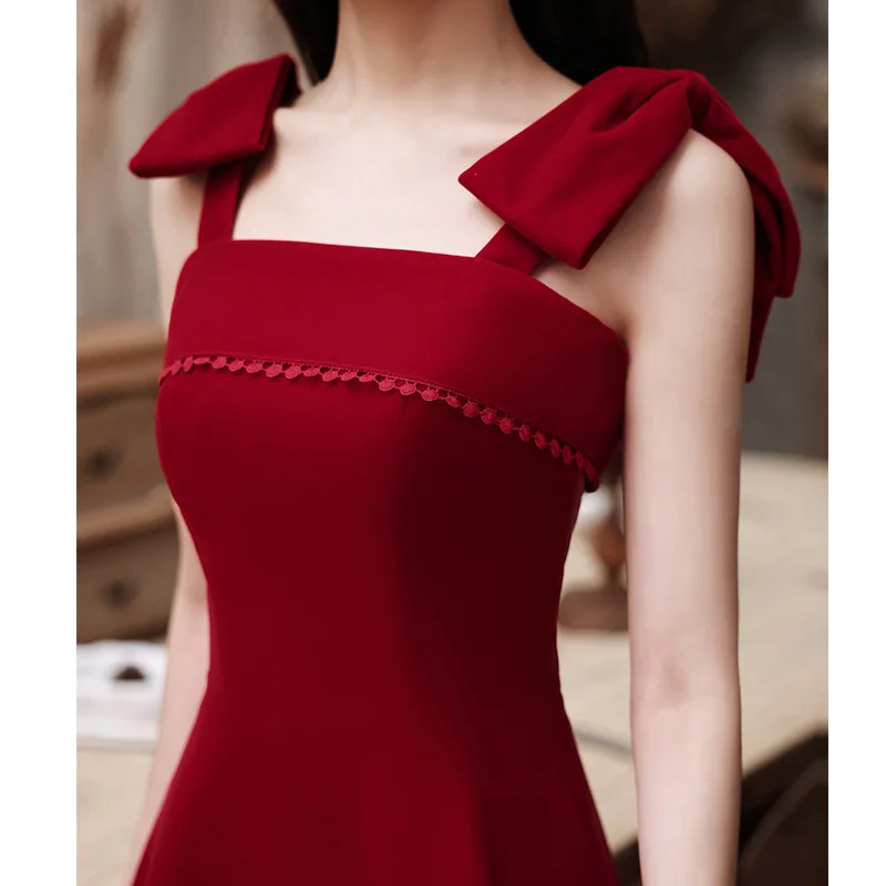 Top Trends: Red Suspender Dress Elegant Sleeveless Slim A Line Party Dresses Female Simple Birthday Evening Gowns Vestidos Shoppable Styles