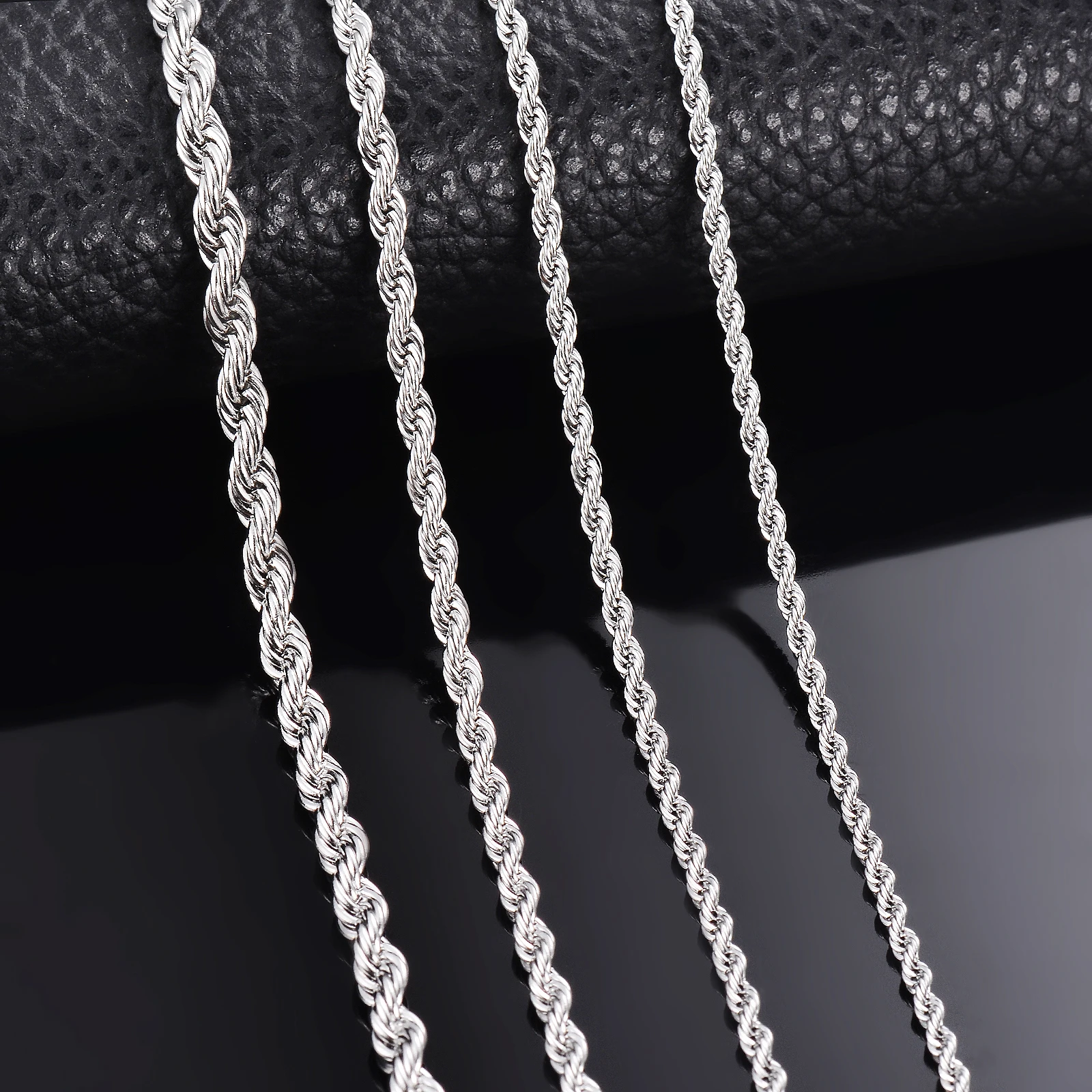 Top Trends: 1 Piece Steel Color Width 2mm / 2.5mm / 3mm / 4mm / 5mm / 6mm Rope Chain Necklace / Bracelet For Men Women Stainless Steel Chain Necklace Shoppable Styles