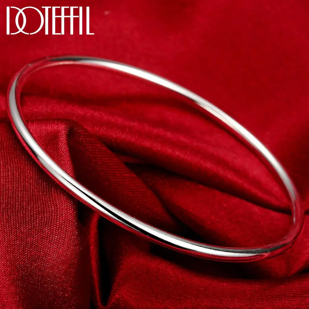 Top Trends: DOTEFFIL 925 Sterling Solid Silver Bracelet Fashion Personality Simple Smooth Bangles For Women Wedding Engagement Jewelry Shoppable Styles