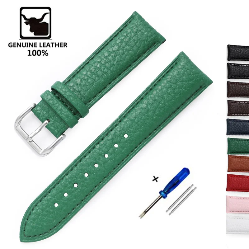 Top Trends: Genuine Leather Strap Calfskin Men Women Watch Band Watch Accessories Bracelet 12mm 14mm 16mm 18mm 20mm 22mm Green Blue Red Shoppable Styles