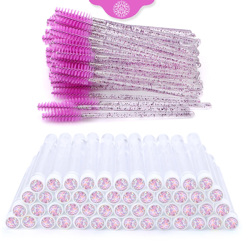 Top Trends: 50 / 100pcs Diamond Eyebrow Brush Tube Disposable Eyelash Brush Reusable Crystal Eyelash Brush Replaceable Dust-proof Makeup Sets Shoppable Styles