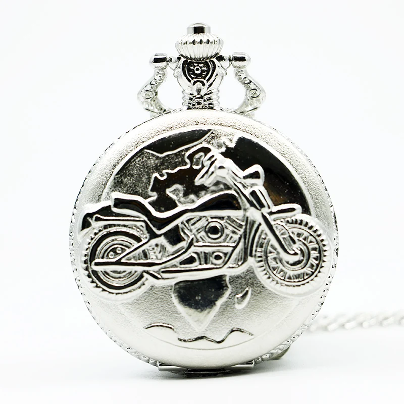 Top Trends: New Fashion Silver Motorcycle Motorbike Bicicleta MOTO Pocket Watch Necklace Pendant Men Gift Shoppable Styles