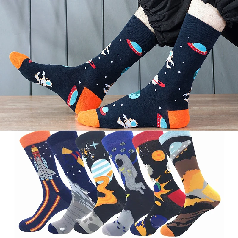 Top Trends: 2021 Autumn And Winter New Outer Space Socks 1 Creative Cotton Socks Couple Tube Socks Cartoon Alien Socks Shoppable Styles