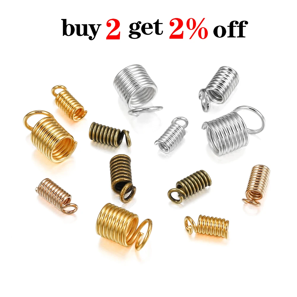 Top Trends: 100pcs / lot Metal Spring Crimp Clasps Leather Ends Fastener End Caps Connectors For DIY Bracelet Necklace Jewelry Making Supplies Shoppable Styles - Image 2