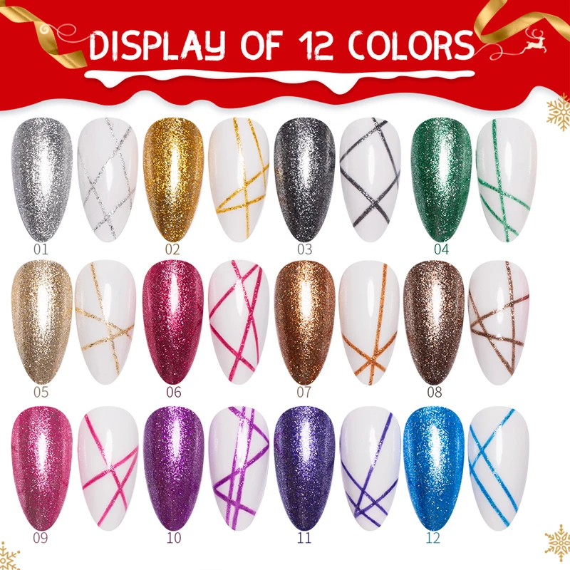 Top Trends: BOZLIN 12 Colors Christmas Super Platinum Liner Gel Soak Off LED UV Gel Nail Polish 8ML Nail Art Gel Manicure DIY Design Varnish Shoppable Styles - Image 6