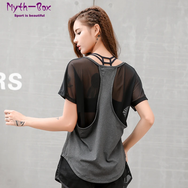 Top Trends: Women Sport Shirts Mesh Patchwork Loose Running Shirt Fitness Short Sleeve T-shirt Quick Dry Yoga Tops Gym Workout Blouse Female Shoppable Styles