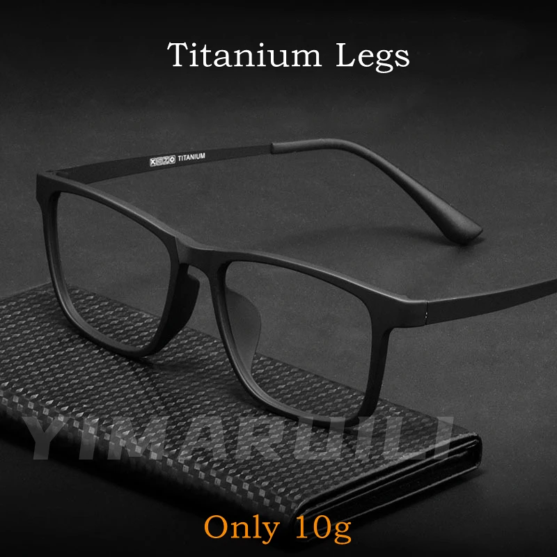 Top Trends: YIMARUILI Ultra Light Square Comfortable Large Eyeglasses Pure Titanium Fashion Optical Prescription Glasses Frame Men HR3068 Shoppable Styles