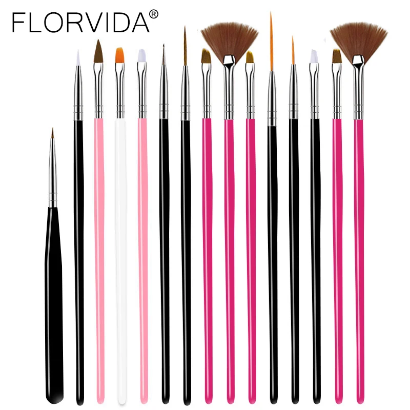 Top Trends: FlorVida Nail Art Brushes Kit Makeup Tools For Manicure Accessories High Quality Professional Supplies Kolinsky Scrub Pen Set Shoppable Styles