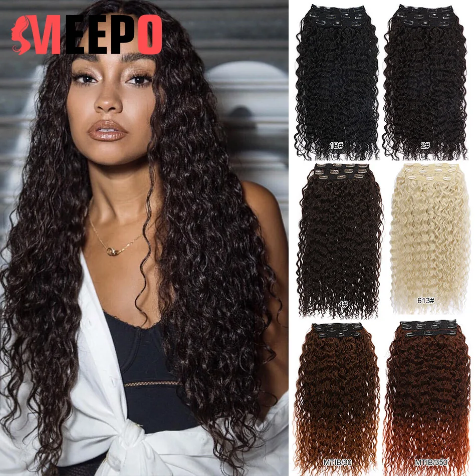 Top Trends: Meepo Hair 4Pcs Full Head Clip In Synthetic Hair 28 Inch 220g Long Kinky Curly Clip In Hair Extensions Ombre Brown Black Hair Shoppable Styles