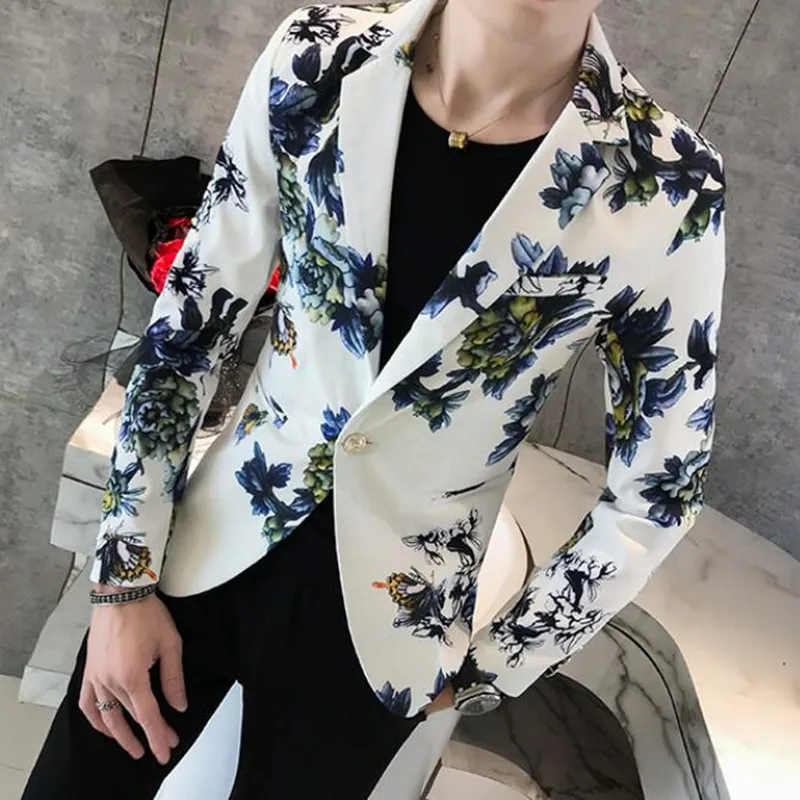 Top Trends: 2021 Men's High-grade Suit Jackets / Male Slim Fit Printing Fashion Swallow-tailed Coat / Man Leisure Business Suit Spring Blazers Shoppable Styles