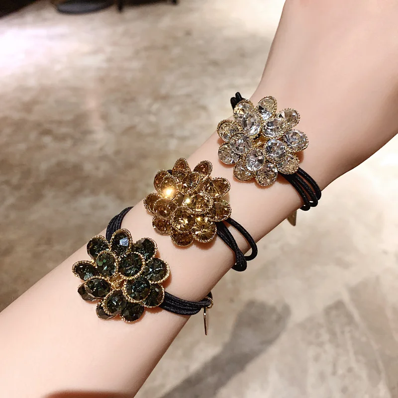 Top Trends: Elegant Hair Rope High Grade CZ Crystal Flower Rubber Bands Korean Trendy Elastic Hair Bands Headwear Accessories Jewelry Gift Shoppable Styles