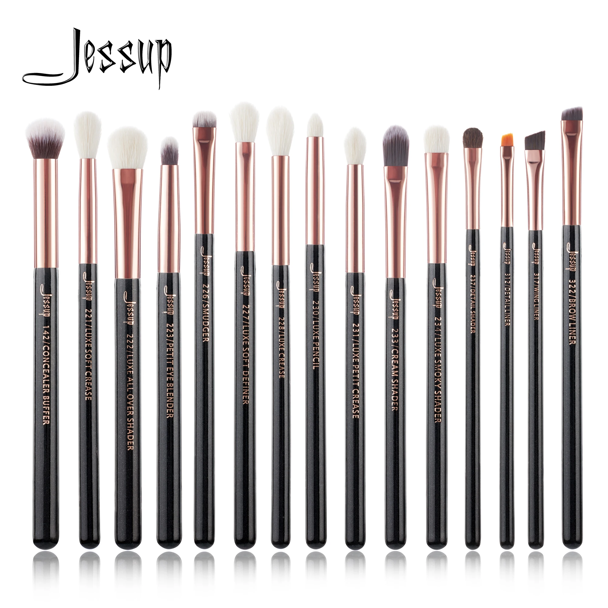 Top Trends: Jessup Makeup Brushes Set 15pcs Make Up Brush Tools Kit Eye Liner Shader Natural-synthetic Hair Rose Gold / Black T157 Shoppable Styles