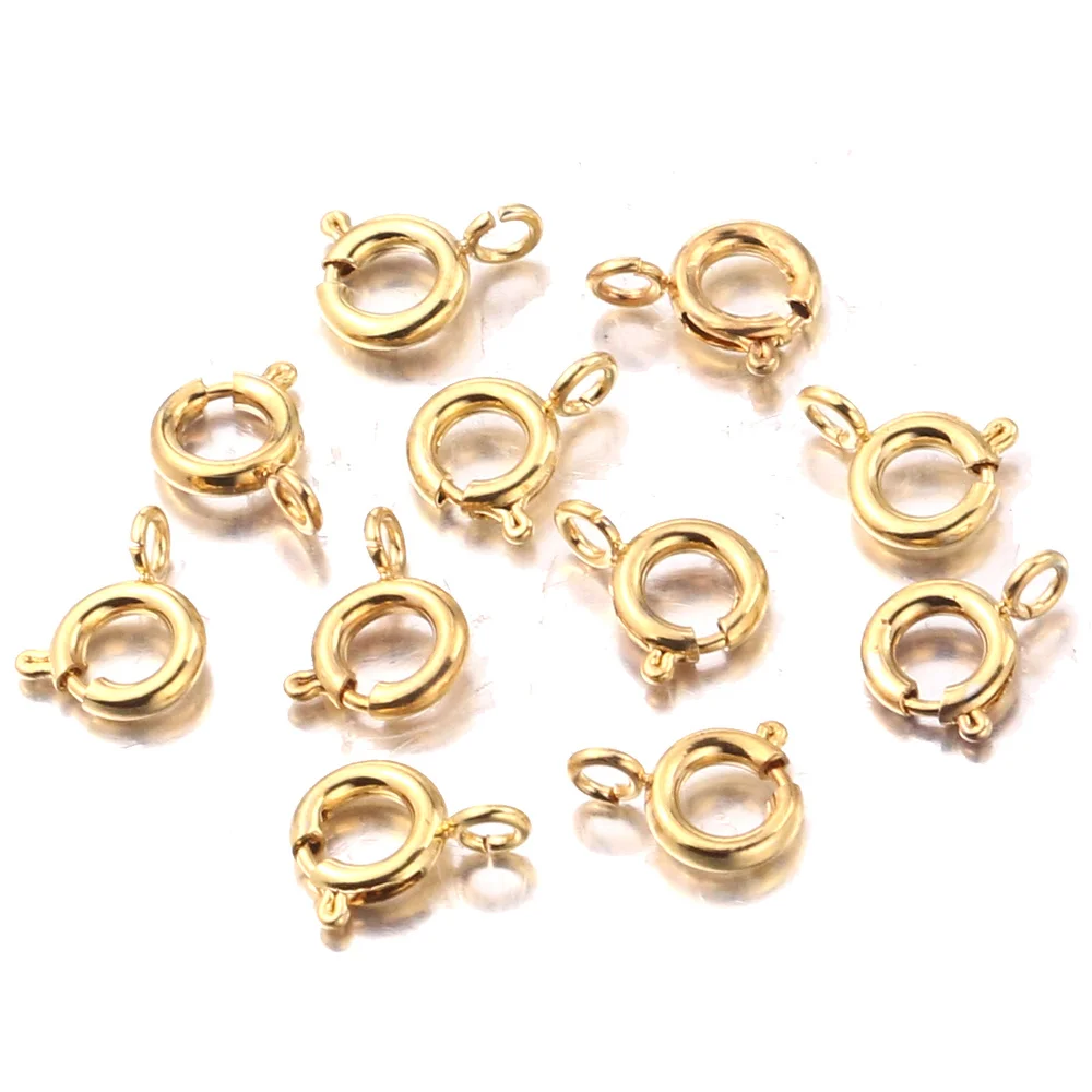 Top Trends: 10pcs / lot Stainless Steel Gold Round Claw Spring Clasps Hooks For Bracelet Necklace Connectors DIY Jewelry Making Supplies Shoppable Styles