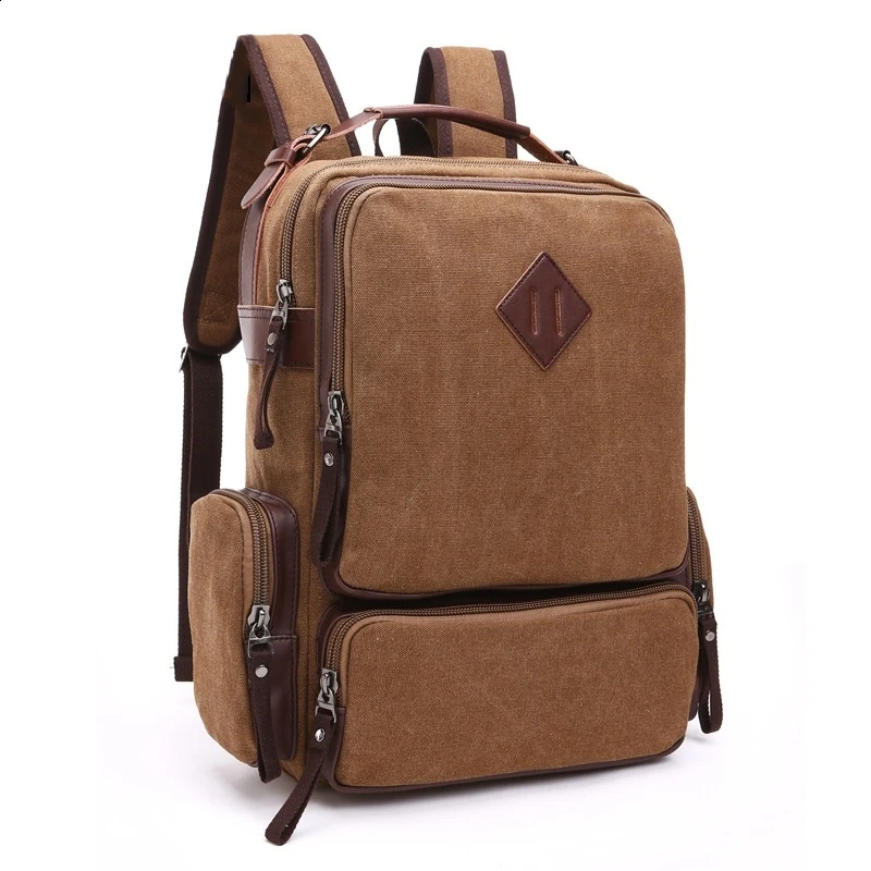 Top Trends: Best Quality Canvas Backpack Men Pockets Laptop Bags 15.6inch Superior Vintage Outdoor Design Durable New Trend Classic Shoppable Styles