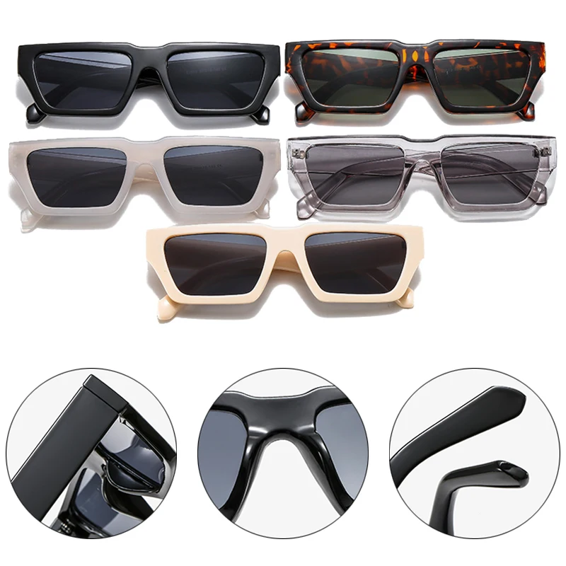 Top Trends: SO&EI Fashion Small Rectangle Jelly Gray Sunglasses Women Shades UV400 Retro Square Leopard Men Sun Glasses Shoppable Styles - Image 6