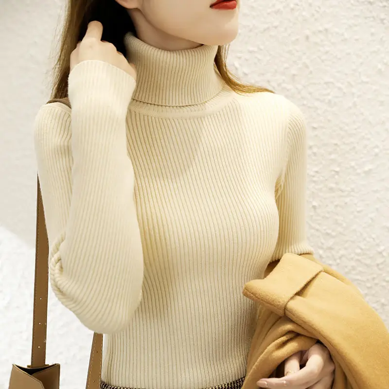 Top Trends: Turtleneck Sweater Womens 2021 Autumn Winter Tops Korean Slim Women Pullover Jumper Knitted Sweater Pull Femme Tops Slim Shoppable Styles