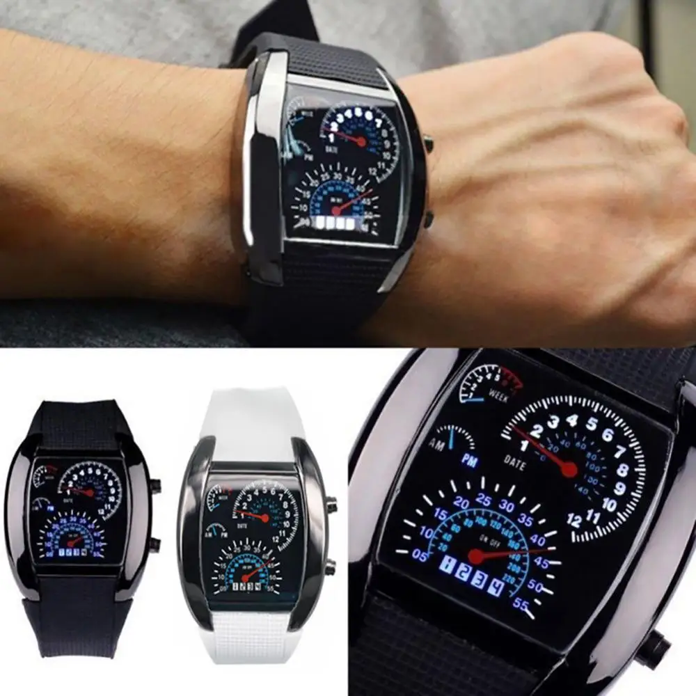 Top Trends: HOT SALES！！！New Arrival Fashion Men Women LED Digital Dashboard Pattern Dial Sport Wrist Watch Gift Shoppable Styles