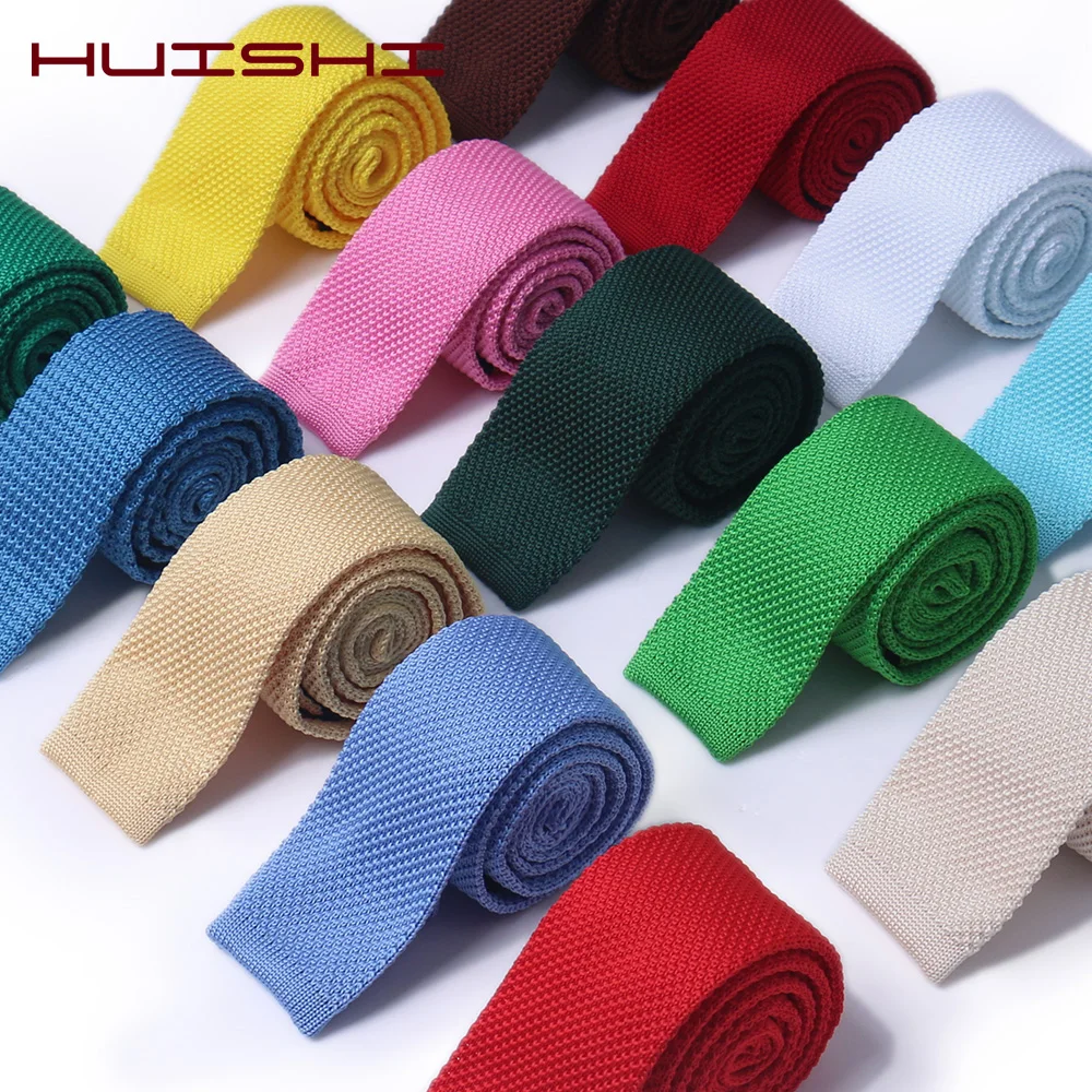 Top Trends: HUISHI Knit Tie Slim Fashion Knitted Ties For Men Solid Black White Gray Blue Burgundy Knitted Necktie 5.5cm Skinny Men Necktie Shoppable Styles