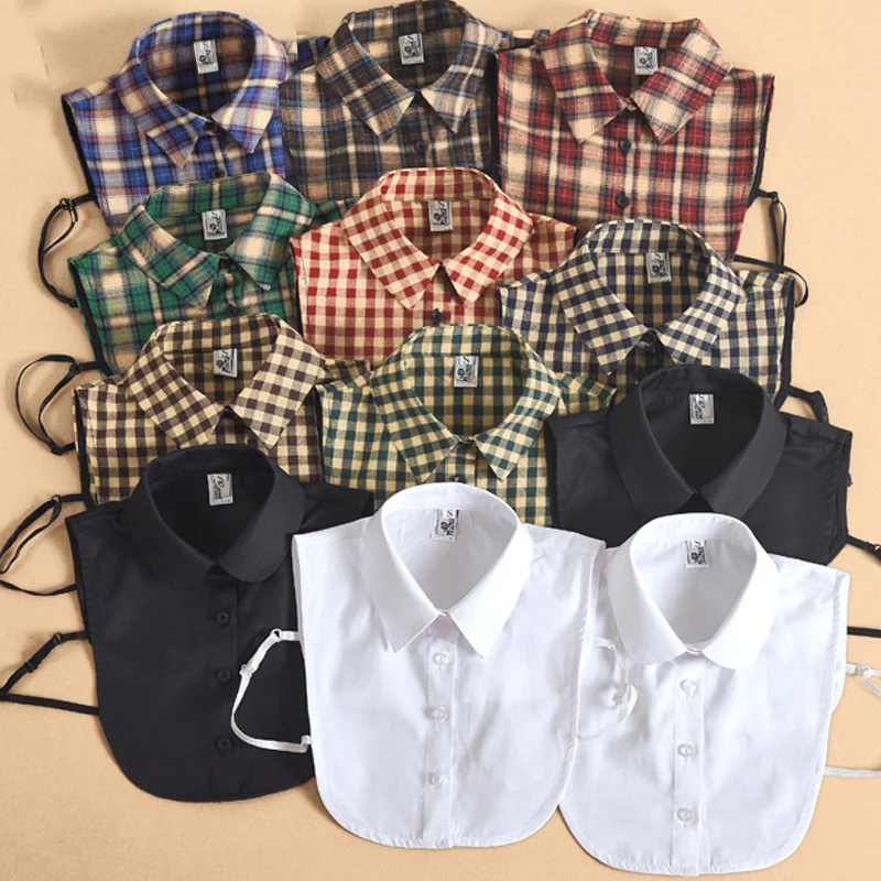 Top Trends: Plaid Child Detachable Collars For Kids Boys Girls Lapel Fake Collar Removable White Children Half Shirt Blouse False Collar Shoppable Styles