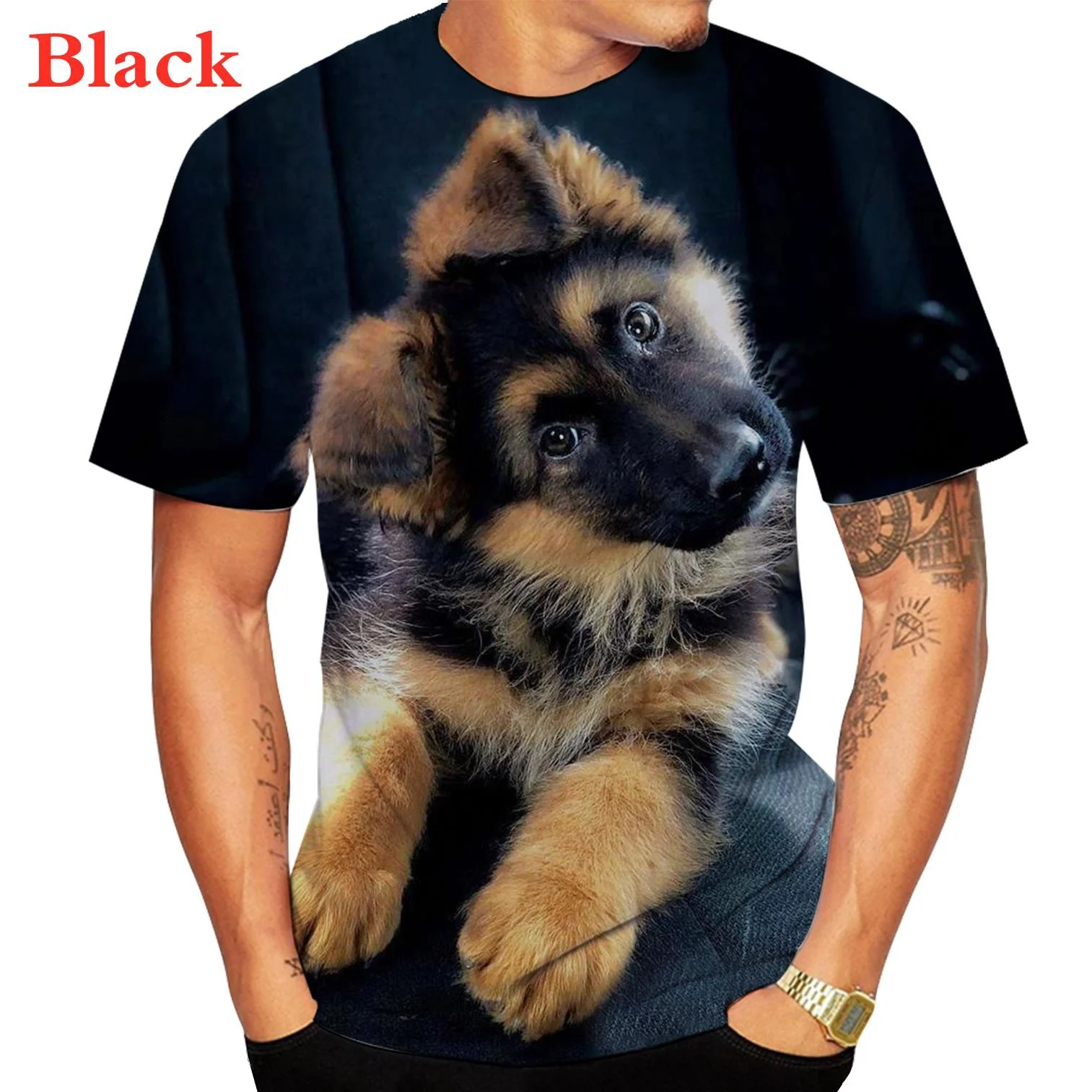 Top Trends: Summer Cute 3D Dog German Shepherd Pattern T Shirts Men Fitness Sport Short Sleeve Tops Animal Tee Shoppable Styles