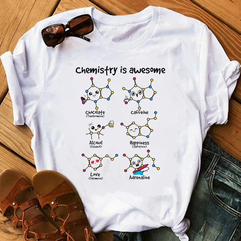 Top Trends: Tshirt Women Kawaii Chemistry Is Awesome Printed Funny Graphic Tees Women Harajuku Summer White T Shirt Female Tee Tops Shoppable Styles