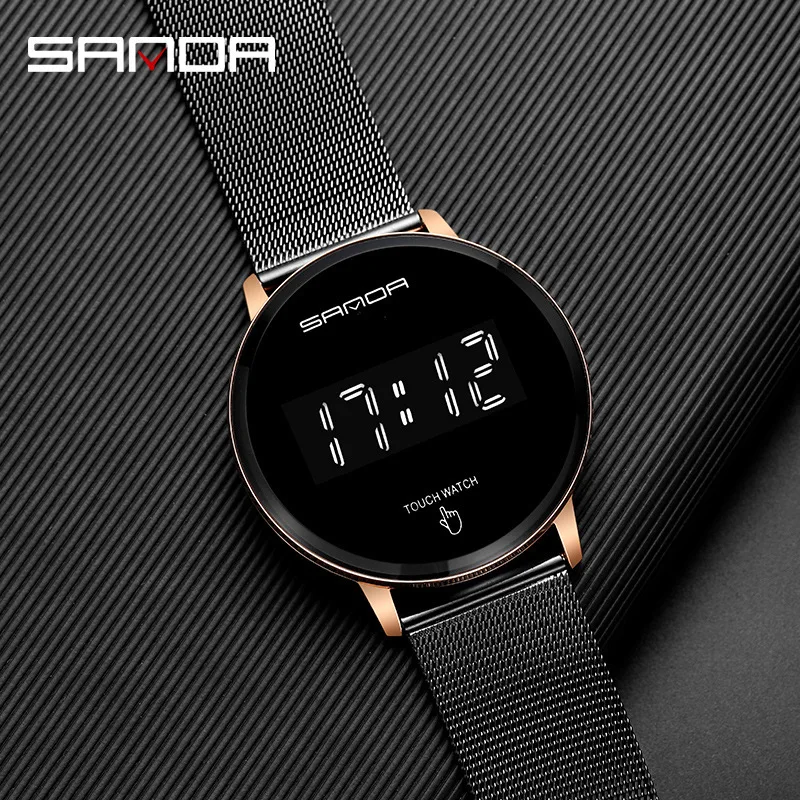 Top Trends: SANDA Top Brand Touch Screen Women Watches Led Digital Sport Ladies Wristwatch Luxury Mesh Steel Strap Fashion Female Clock Shoppable Styles - Image 2