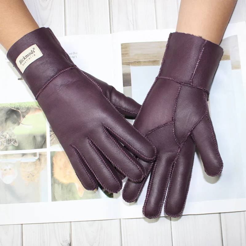 Top Trends: New Women&#039;s Fur All-in-one Sheepskin Gloves Leather Color Warm Winter Wool Lining Wind And Cold Gloves Shoppable Styles