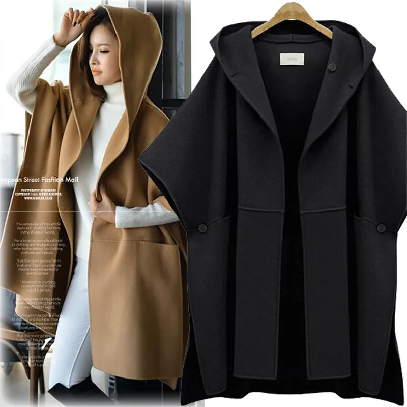 Top Trends: Autumn Winter Coat Women 2023 Casual Femmes Batwing Sleeve Thick Jackets Female Loose Hooded Wool Outerwear Casaco Feminino Shoppable Styles - Image 3