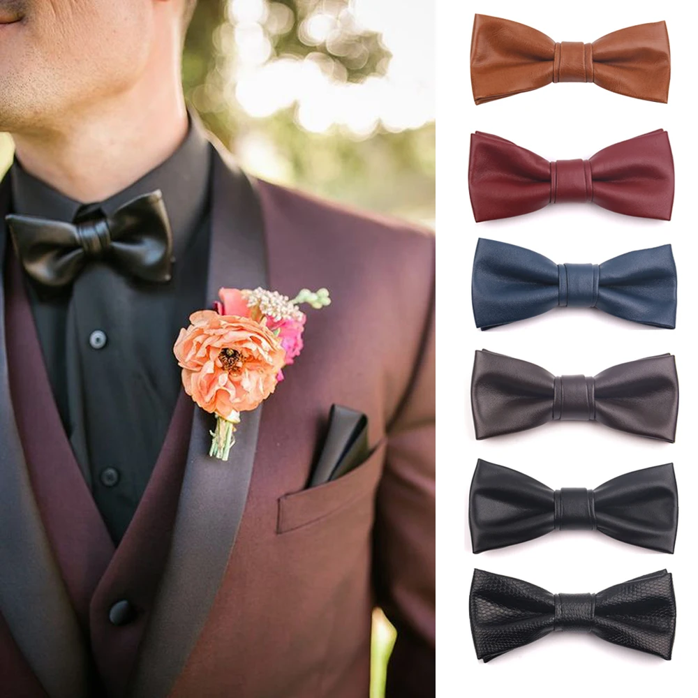 Top Trends: PU Leather Men Bowtie Classic Bow Tie For Men Women Bowknot Casual Boys Bow Ties Cravats Bow Ties For Wedding Party Male Tie Shoppable Styles