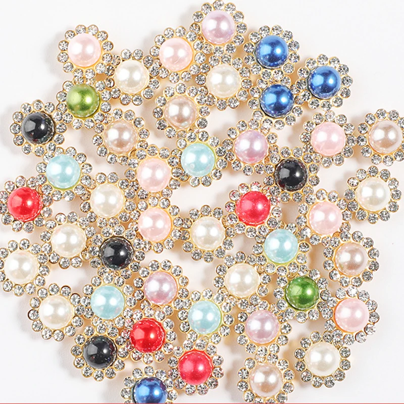 Top Trends: 50Pcs 12mm Crystal Rhinestone Pearl Beads Metal Gold Base Embellishments Cabochons For Jewelry Making DIY Needlework Supplies Shoppable Styles