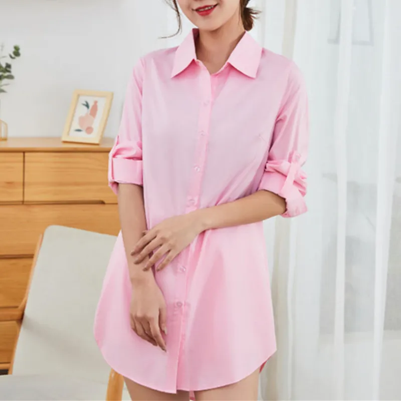 Top Trends: Cotton Shirts Women White Shirt Women Long Sleeve Shirts Woman Pink Blouse Tops Office Lady Long Shirt Woman Oversize Blouses OL Shoppable Styles - Image 4