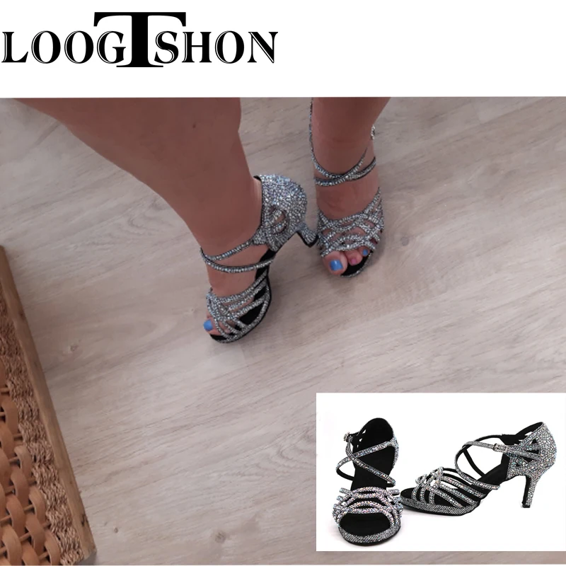 Top Trends: LOOGTSHON Wedding Shoes For Women Salsa Dance Shoes Woman Sandals With Platform Silver Dance Shoes Rhinestone Shoppable Styles - Image 6