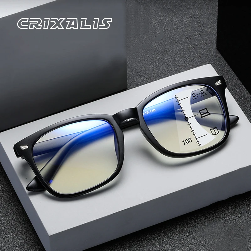 Top Trends: CRIXALIS Square Multifocal Progressive Reading Glasses Men Fashion With Diopters Anti-glare Computer Eyeglasses Women UV400 Shoppable Styles