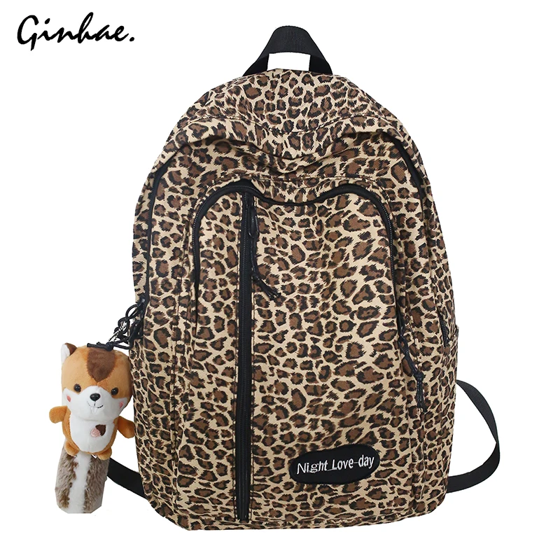 Top Trends: Leopard Printing Backpack 2020 Women Canvas Travel Bag Unisex School Bag Large Capacity Shoulder Bag Fashion Rucksack Mochila Shoppable Styles