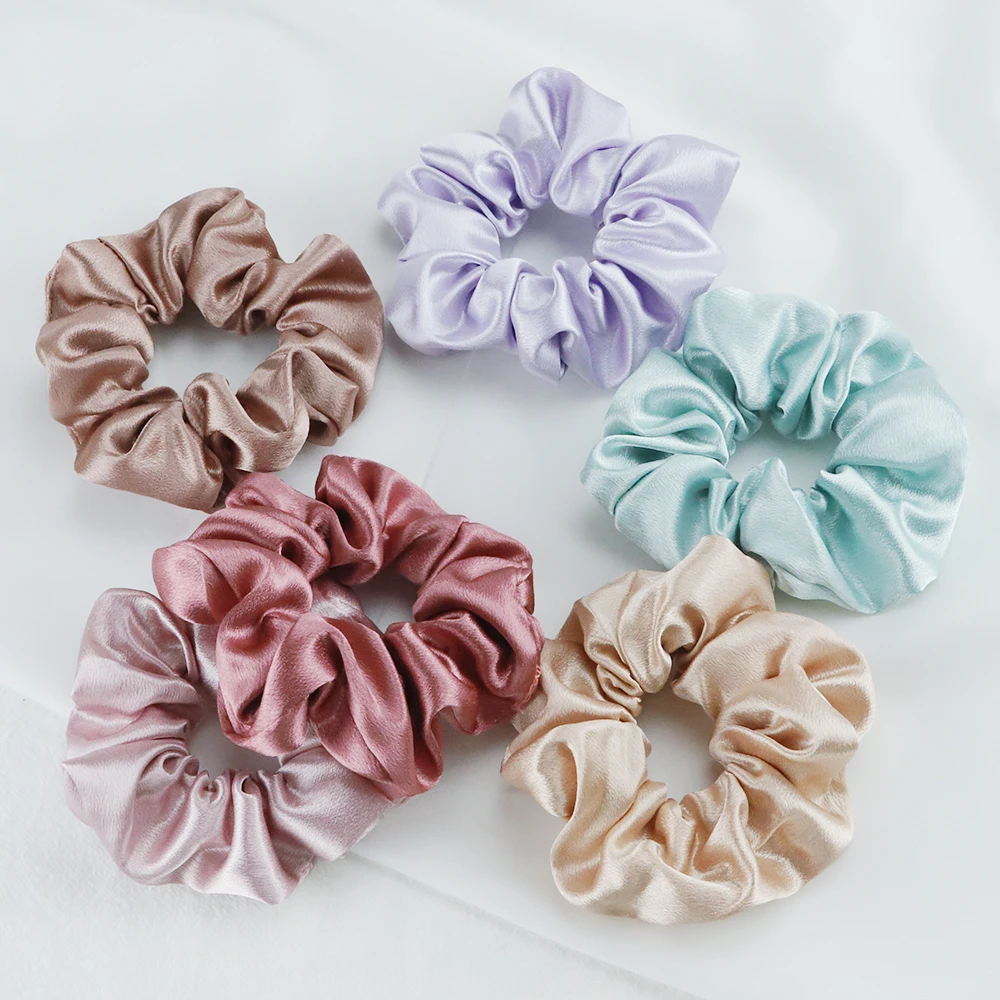 Top Trends: 5PCS / Lot Fashion Silk Satin Scrunchies Headband Large Elastic Rubber Hair Band Women Gilrs Ponytail Holder Hair Ties Accessories Shoppable Styles