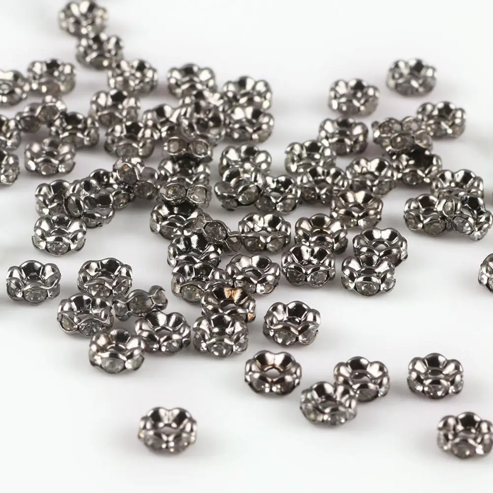 Top Trends: 50pcs Wave Side Metal Black Rhinestone Rondelle Austiran Crystal Big Hole Loose Spacer Beads For Jewelry Making DIY Supplies Shoppable Styles - Image 4