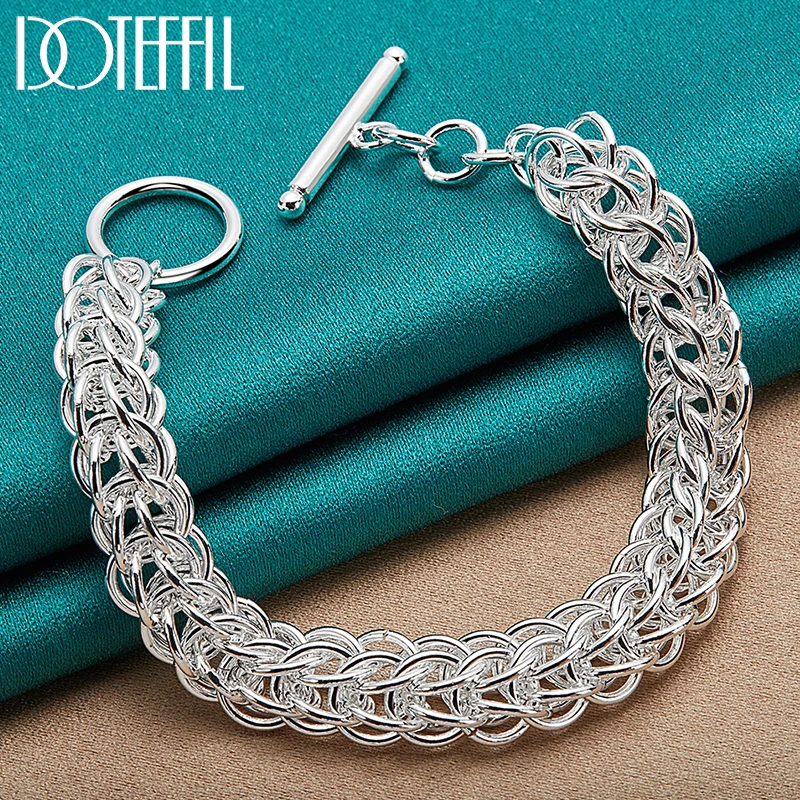 Top Trends: DOTEFFIL 925 Sterling Silver 24K Gold Multi-Circle Bracelet Chain For Woman Charm Wedding Engagement Party Fashion Jewelry Shoppable Styles