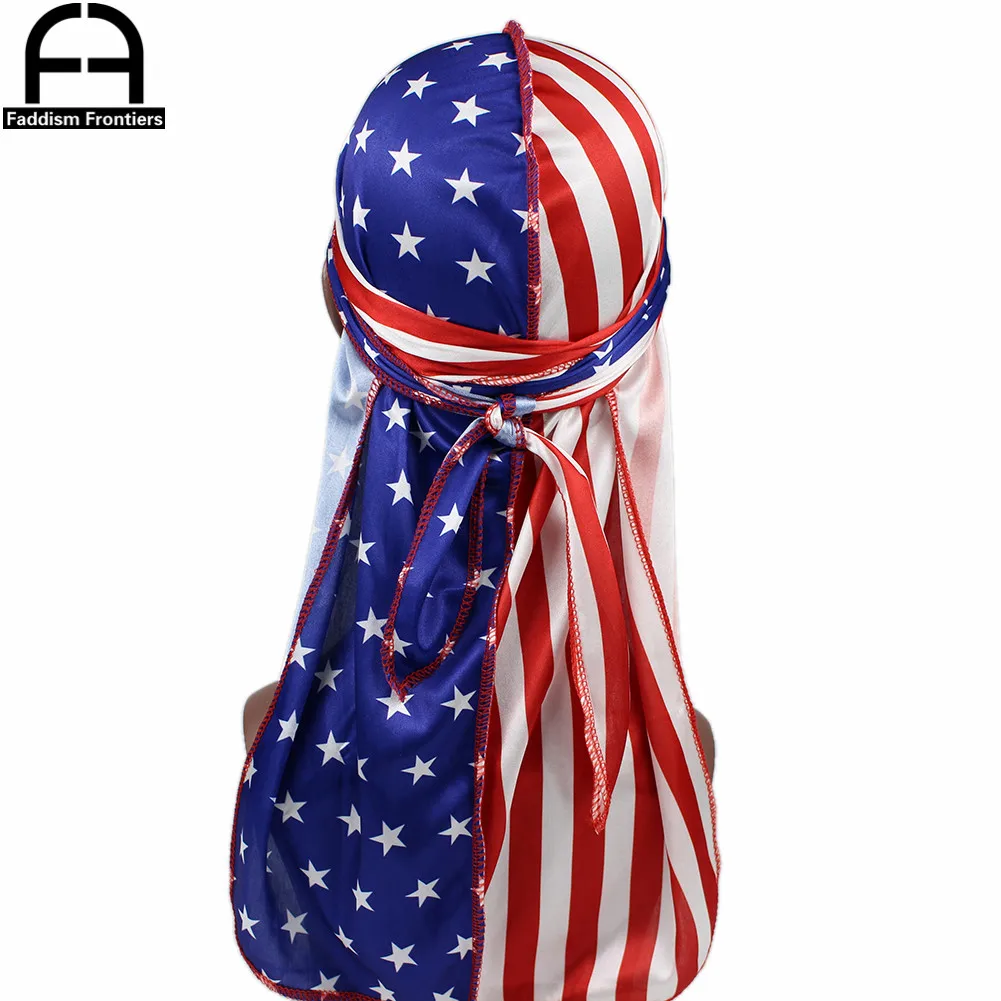 Top Trends: Patchwork Flag Men Silk Durag Headwrap Bandanas For Men Stars Printing Silky Durag Wave Cap Durag Shoppable Styles