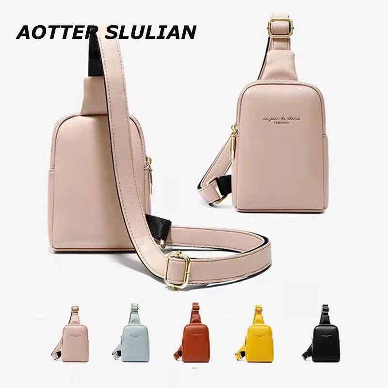 Top Trends: Trendy Diagonal Bag Women Brand Leather Small Pack Banana Chest Pouch Literary Girls Pink Shoulder Pocket Outside Zipper Mochila Shoppable Styles